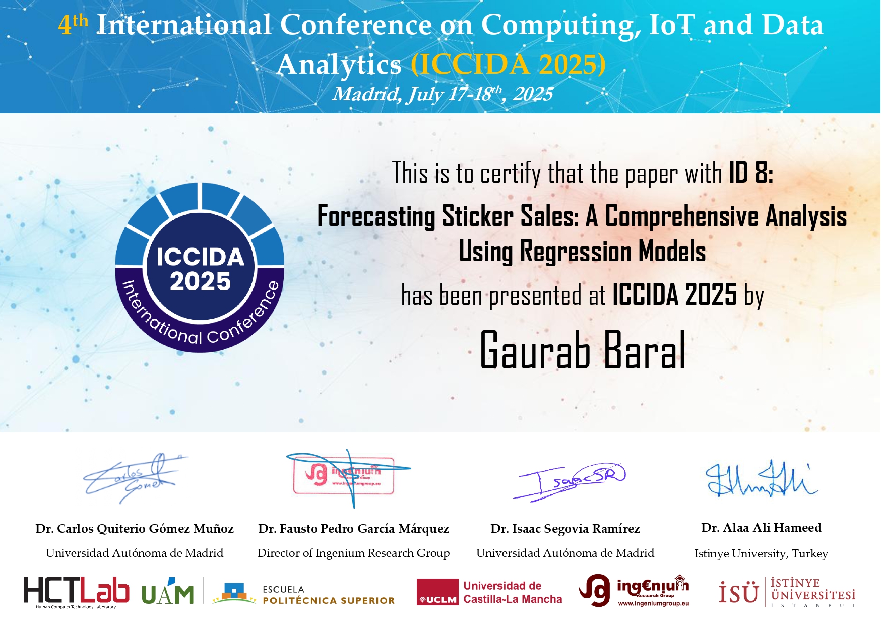 ICCIDA Certificate
